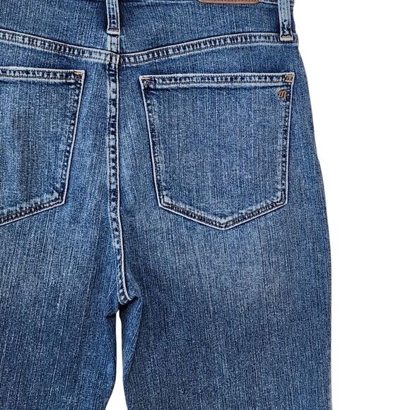 Madewell Classic Straight Jeans in Coldbrook Wash Raw Hem Ankle Women's Size 24 - Picture 6 of 13